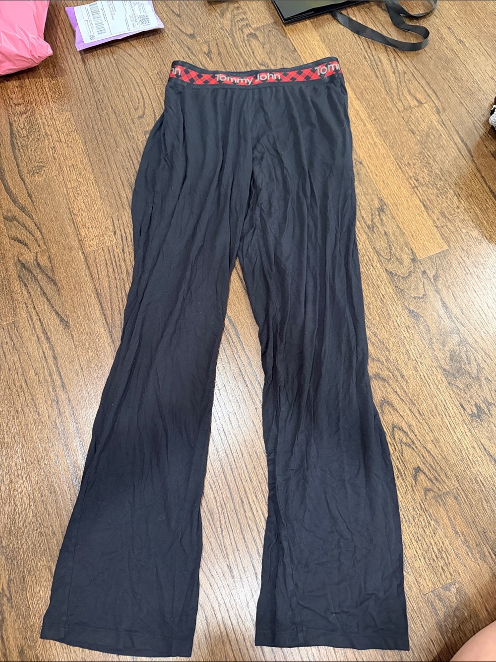 Tommy John Black Lounge Pants with Red Waistband Logo
